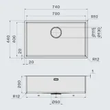 Falmec COMO 70 Steel, мойка, нержавеющая сталь