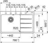 Franke CNG 611/211-78 TL, мойка, гранит, черный матовый, чаша слева