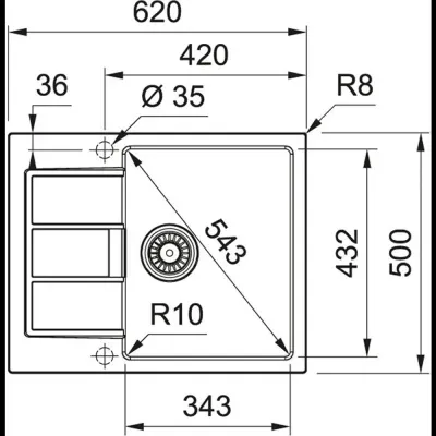Franke S2D 611-62/500, мойка, гранит, белый