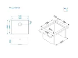 Мойка для кухни NOX 50 540x440x200 в комплекте с интегрированным сифоном (1149926) BRS