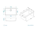 Мойка для кухни OMNI 40 GRANITAL DEEP BLACK-G90 BLACK EDITION 750x450x198 с сифоном(1150064) G22 TERRA