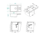 Мойка INTERMEZZO 130 GRANITAL CARBON - G91 780X480X200 1X в компл.с сифоном 111729 G55 BEIGE