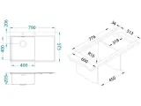 Мойка PURE 40R 90 790X5251X правая чаша и левое крыло в ком. с сифоном 1127252 (1103651) KMB