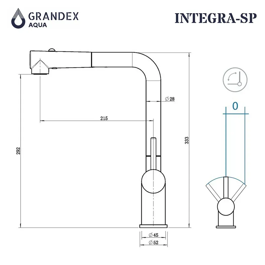 Смеситель кухонный Grandex Aqua Integra-SP (90204912) CONCRETE