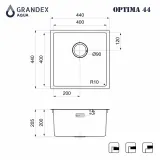 Мойка Grandex Aqua OPTIMA 44, 440х440х200, (5011353) ANTHRACITE