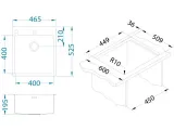 Мойка PURE 20 -90 465X525 в комплекте с сифоном 1127252 (1103608) KMB