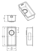 Мойка KOMBINO 10 -90 180X400X144 в комплекте с сифоном 1130550 (1100233) SAT
