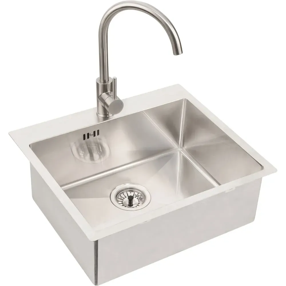 Мойка QUARTO 10 BRS-90 550x480 в комплекте с сифоном 1130551(1124382) Брашированная сталь