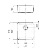 Мойка LUNO 30 90 FI 400X400 в комплекте с сифоном 1130550 (1129251) SAT