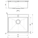 Мойка QUARTO 10 BRS-90 550x480 в комплекте с сифоном 1130551(1124382) Брашированная сталь