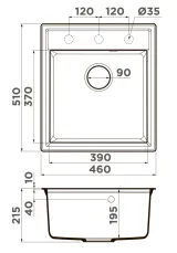 Omoikiri Daisen 46-BE, мойка, гранит, ваниль