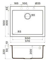 Omoikiri Bosen 57A-WH, мойка, керамика, белый