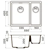 Omoikiri Kata 55-2-U-SA, мойка, гранит, бежевый