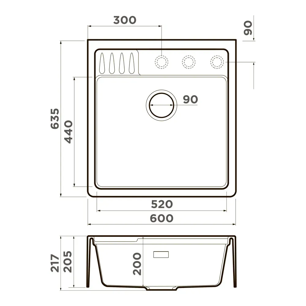 Omoikiri Kinokawa 60-GB, мойка, керамика, графит