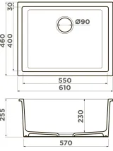 Omoikiri Okinoshima 61-U/I-IB Matt, мойка, керамика, indigo blue