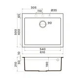 Omoikiri Bosen 61A-GB, мойка, керамика, графит