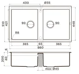 Omoikiri Kitagawa 86-2-GR, мойка, керамика, leningrad grey