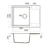 Omoikiri Daisen 65T-BE, мойка, гранит, ваниль