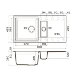 Omoikiri Sakaime 86-2-WH, мойка, гранит, белый