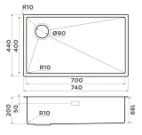 Omoikiri Taki 74-U/IF--L Side IN, мойка, нержавеющая сталь