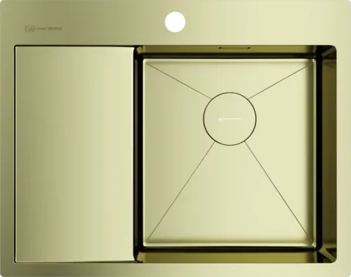 Omoikiri Akisame 65-LG-R, мойка, нержавеющая сталь/светлое золото, чаша справа
