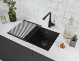 Omoikiri Nakagawa 2 Plus-PA, смеситель, гранит, пастила