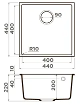 Omoikiri Bosen 44-U-BL, мойка, гранит, черный