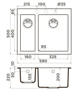Omoikiri Bosen 59-2A GB, мойка, керамика, графит