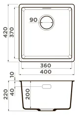 Omoikiri Kata 40-U-ES, мойка, гранит, эспрессо