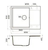 Omoikiri Daisen 65T-SA, мойка, гранит, бежевый