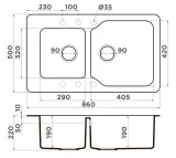 Omoikiri Maru 86-2-BE, мойка, гранит, ваниль