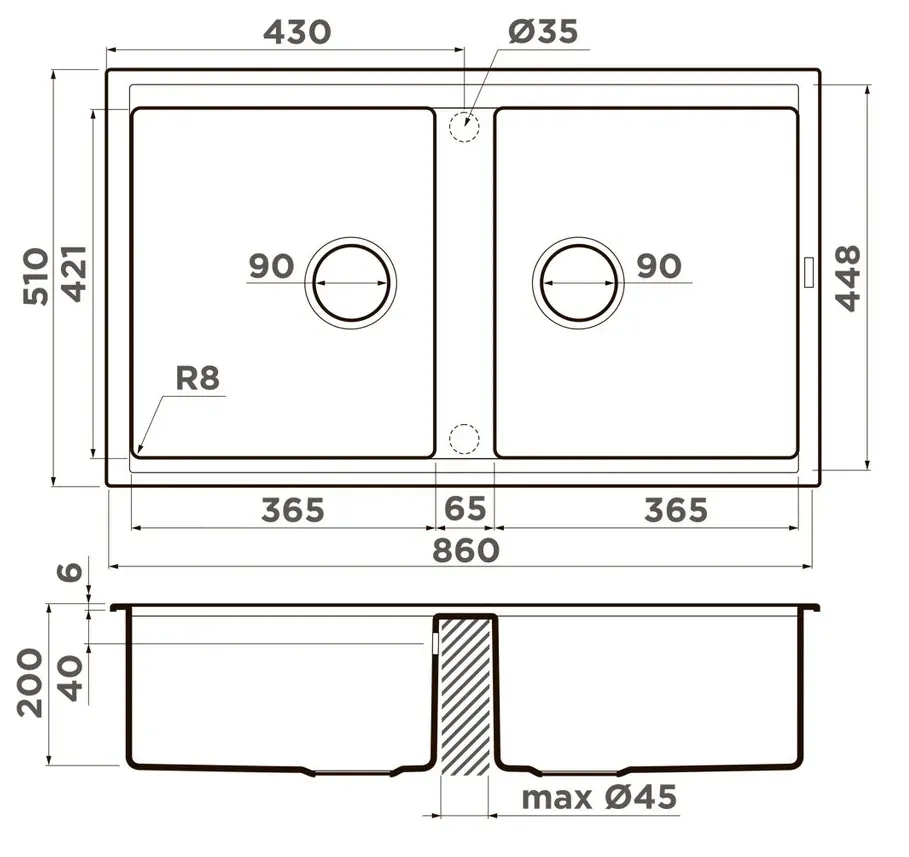 Omoikiri Kitagawa 86-2-GB, мойка, керамика, графит