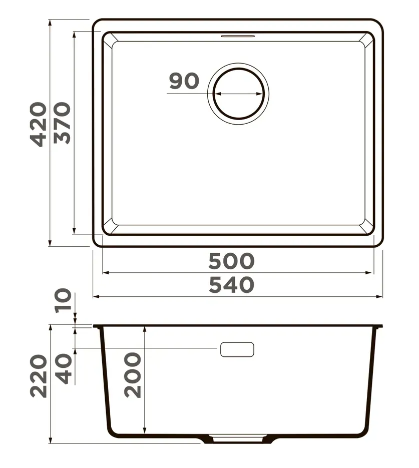 Omoikiri Kata 54-U-BL, мойка, гранит, черный