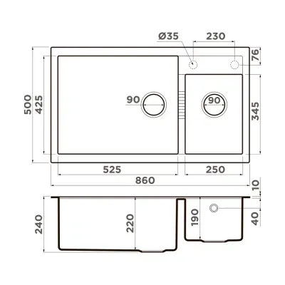 Omoikiri Tedori 86-2-LB-ES, мойка, гранит, espresso