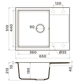 Omoikiri Daisen 65-GR, мойка, гранит, leningrad grey