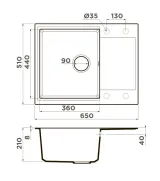 Omoikiri Daisen 65T-PL, мойка, гранит, платина