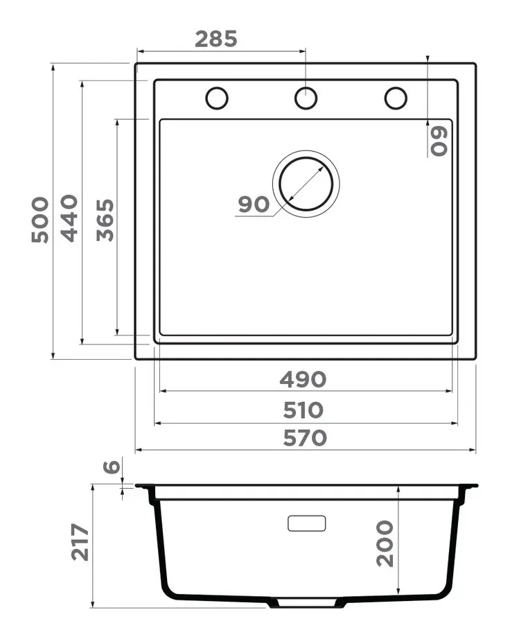 Omoikiri Sintesi 57-GB, мойка, керамика, графит