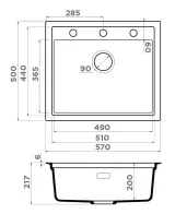 Omoikiri Sintesi 57-GB, мойка, керамика, графит