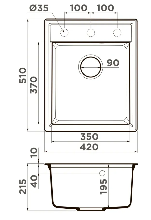 Omoikiri Daisen 42-BL, мойка, гранит, черный