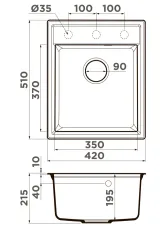 Omoikiri Daisen 42-BL, мойка, гранит, черный