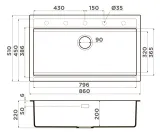 Omoikiri Kitagawa 86-LB-GR, мойка, керамика, leningrad grey