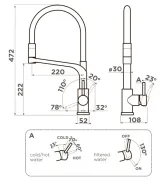 Omoikiri Sinto 2 Plus-SB-GM-R, смеситель, вороненая сталь/красный