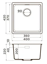 Omoikiri Kata 40-U-GR, мойка, гранит, leningrad grey