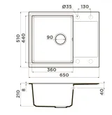 Omoikiri Daisen 65T-BL, мойка, гранит, черный