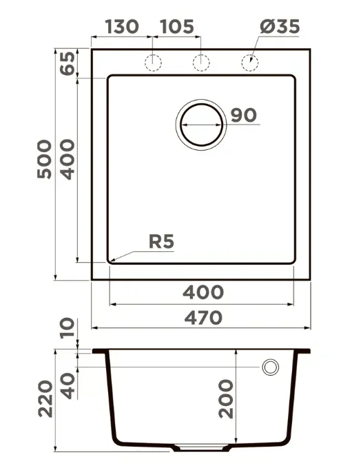 Omoikiri Bosen 47A-GB, мойка, керамика, графит