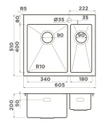 Omoikiri Akisame 60-2-IN-L, мойка, нержавеющая сталь 
