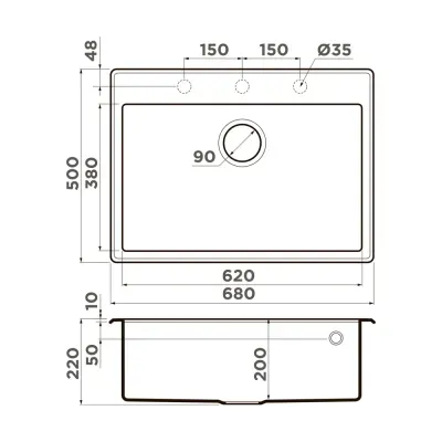 Omoikiri Tedori-68-BL, мойка, гранит, черный