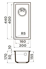 Omoikiri Bosen 20-U-СH, мойка, гранит, шампань