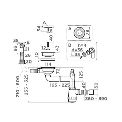 Omoikiri WK-1CL-R-AB022 Арматура для одночашевых моек с круглым переливом, античная латунь