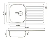 Omoikiri Kashiogawa 86 IN, мойка, нерж. сталь, оборачиваемая